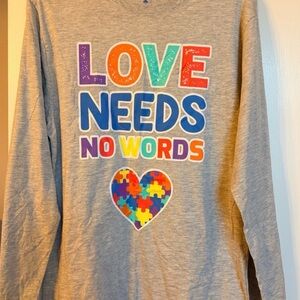 Gray Love Needs No Words Kids Shirt